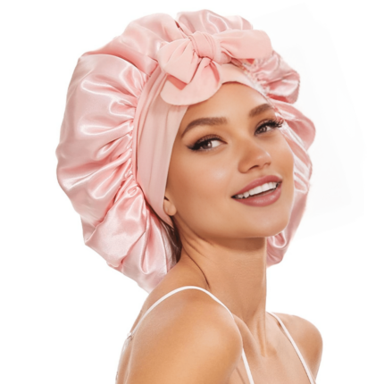 haar bonnet van satijn beige