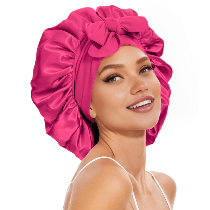 haar bonnet van satijn fuchsia